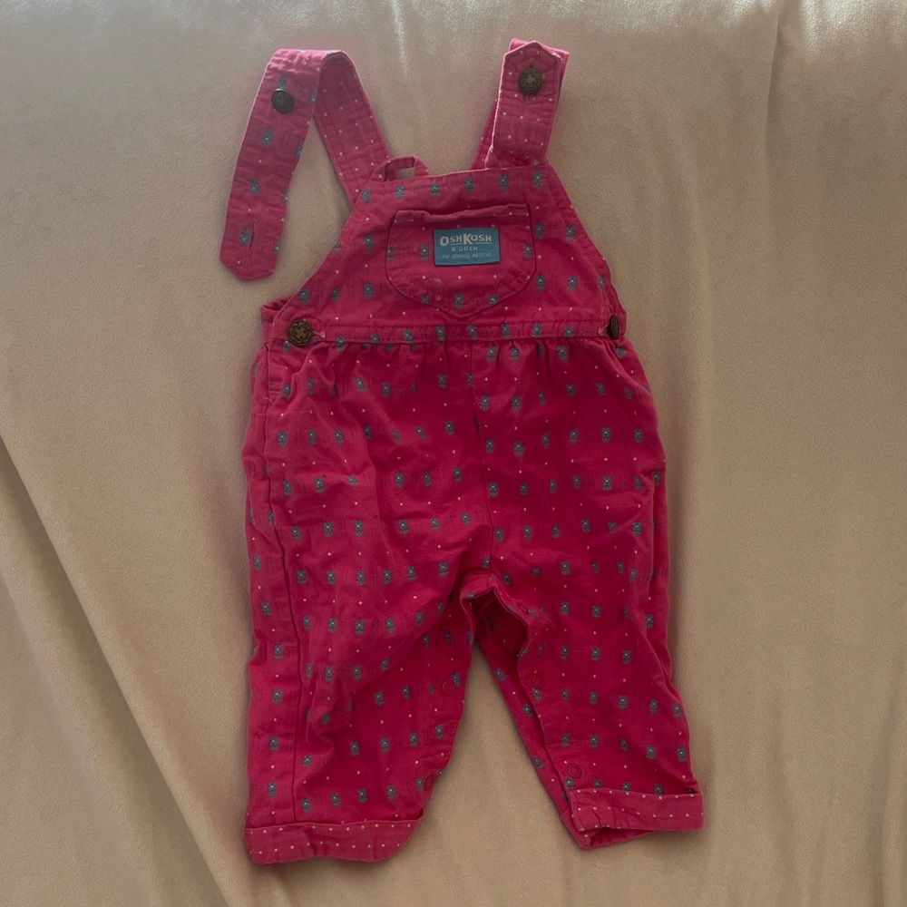 Vintage OshKosh B'gosh Bright Pink Kids Overalls